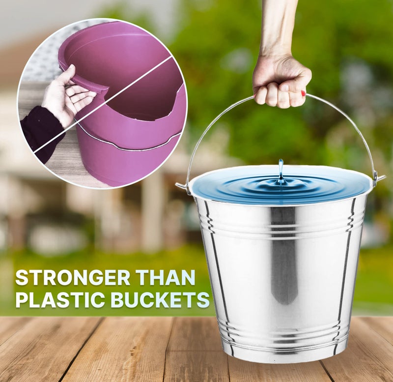 Skywin Metal Can with Lid - Durable 4 Gallon Metal Bucket with Lid for Heavy Loads - Environment-Friendly Trash Can for Outdoor, Safe Alternative to Plastic (2) - Image 4